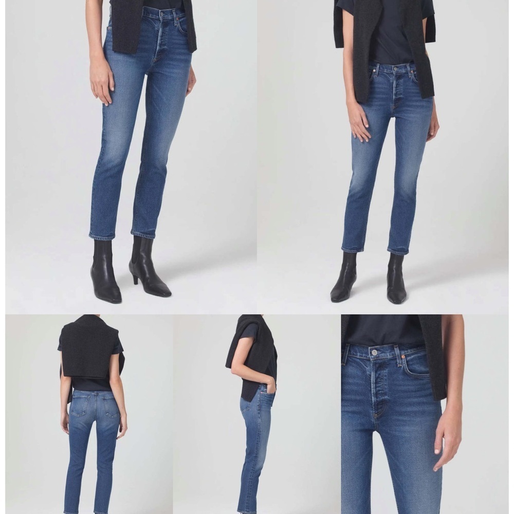 Citizens of Humanity “Charlotte” High‑Rise Straight Jeans — Size 30, Dark Wash